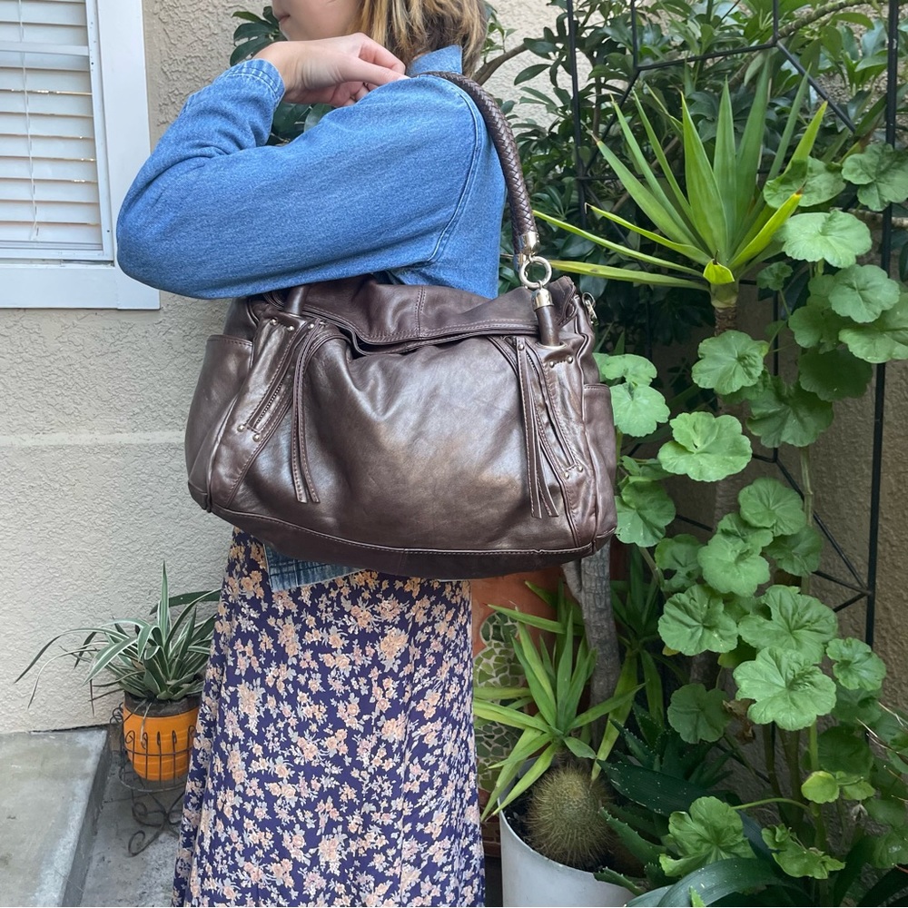 Metallic bronze/gold Junior Drake leather bag